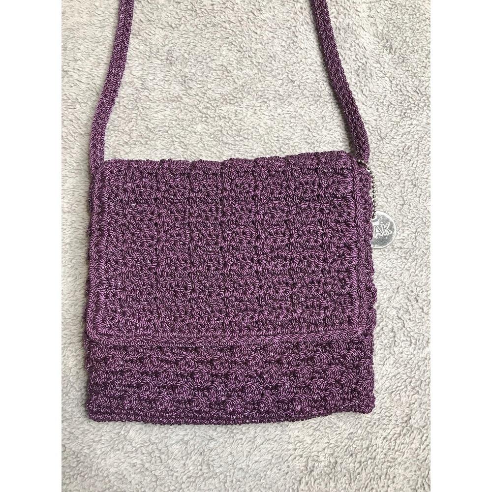 The Sak Purple Crochet Crossbody Purse Shoulder Bag Casual Y2K